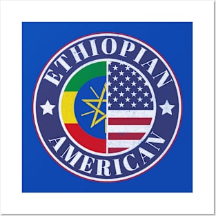 Proud Ethiopian-American Badge - Ethiopia Flag Posters and Art